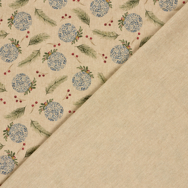Linen Look fabric Christmas twigs digital printed 
