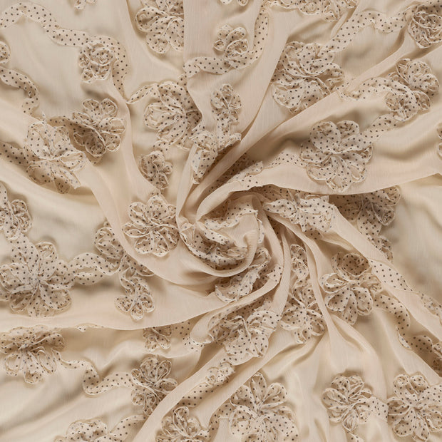 Chiffon tissu Beige avec application 