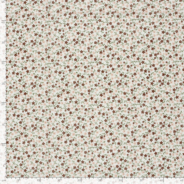 Double gaze tissu fleurs Blanc cassé