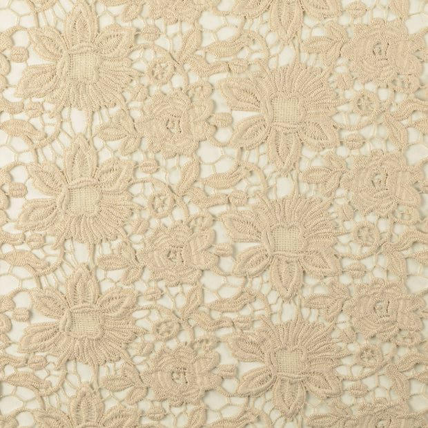 dentelle tissu fleurs beige