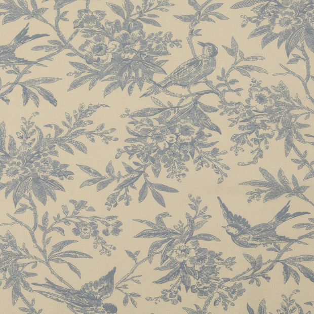 Cotton Poplin fabric Leaves Baby Blue