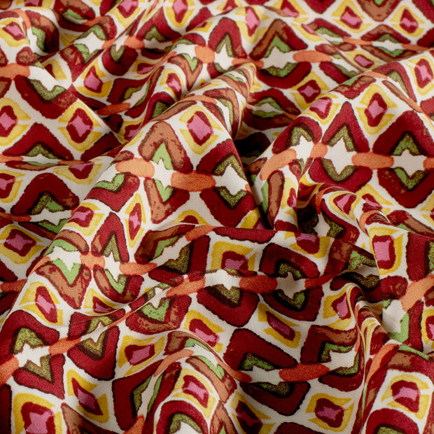 Viscose Poplin fabric Abstract Dark Red
