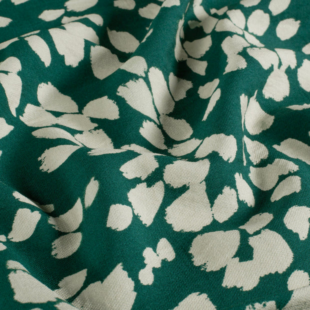 Viscose Nylon Crepe fabrik Blumen Petrol