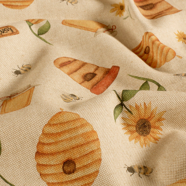 Aspect Lin tissu abeilles Beige