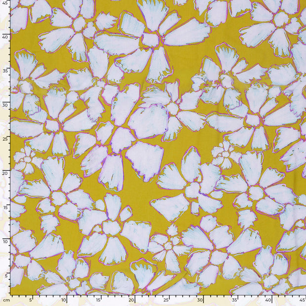 Viscose Poplin fabric Abstract Lime Green