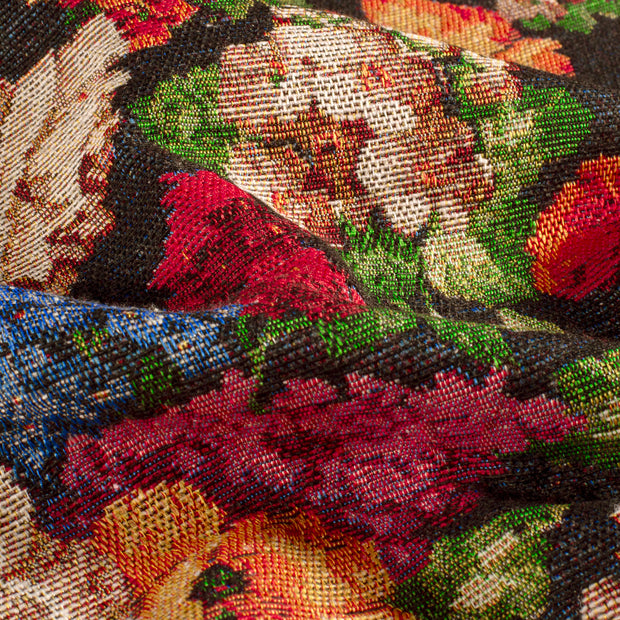 Jacquard fabric Flowers Black