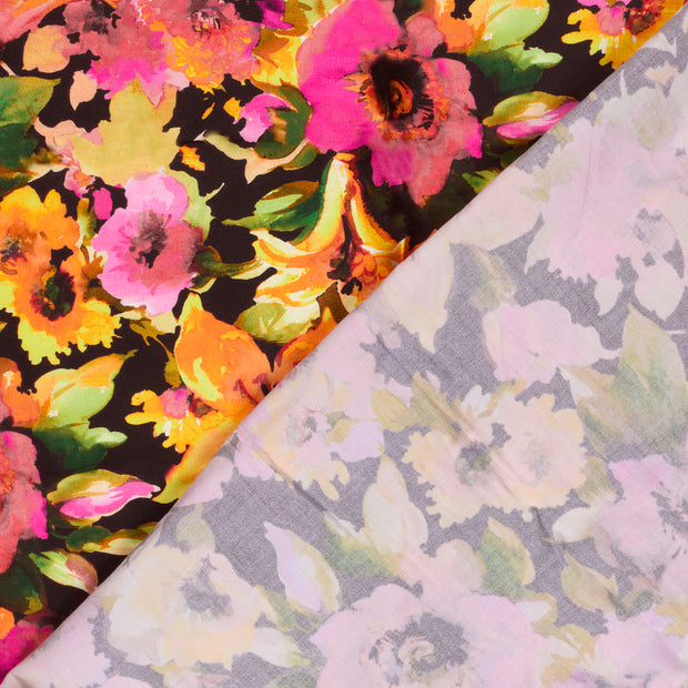 Viscose Satin tissu fleurs imprimé numérique 