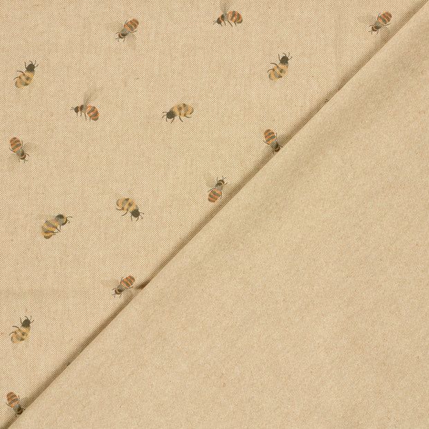 Linen Look fabric Bees digital printed 