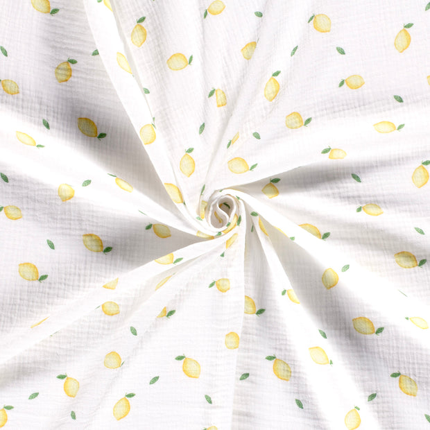 Double gaze tissu Blanc imprimé numérique 