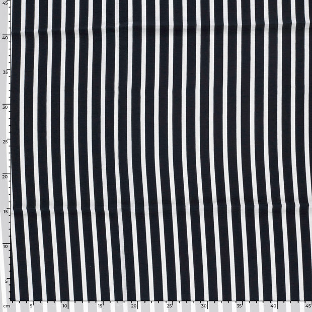 Viscose Nylon Crepe fabric Stripes Navy
