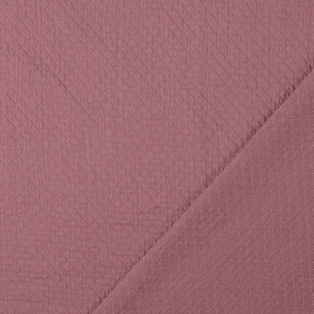 Popeline de Coton tissu Vieux rose fil teint 