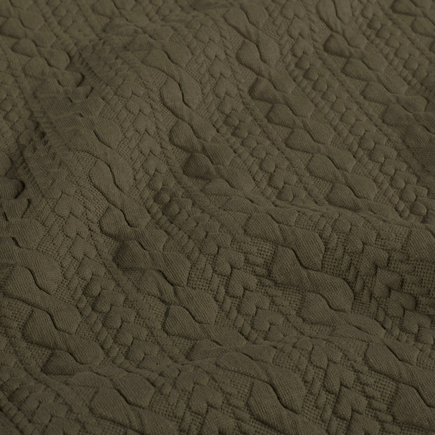 Heavy Knit fabric Cable Khaki Green