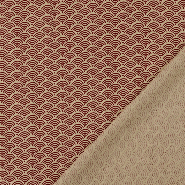Popeline de Coton tissu Bordeaux imprimé 