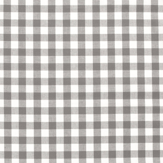 Cotton Poplin fabric Checks Dark Grey