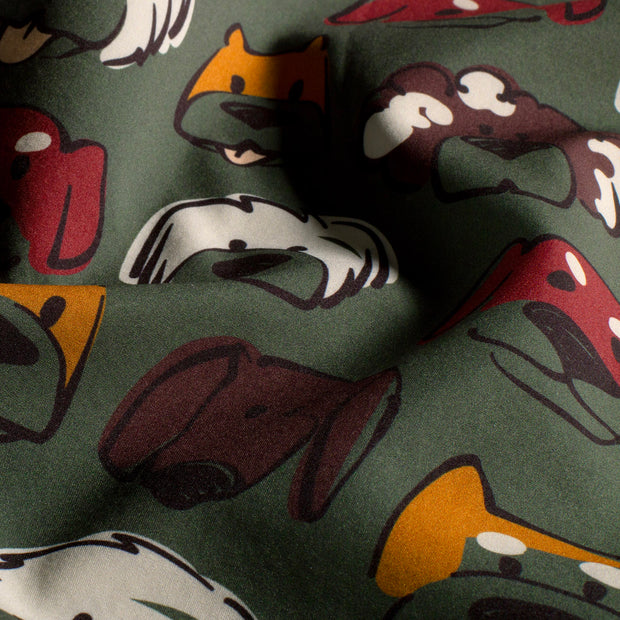 Softshell fabric Dinosaurs Dark Green