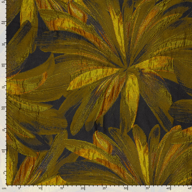 Jacquard fabric Flowers Oker