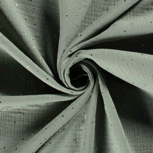 Double gaze tissu pois Menthe foncée