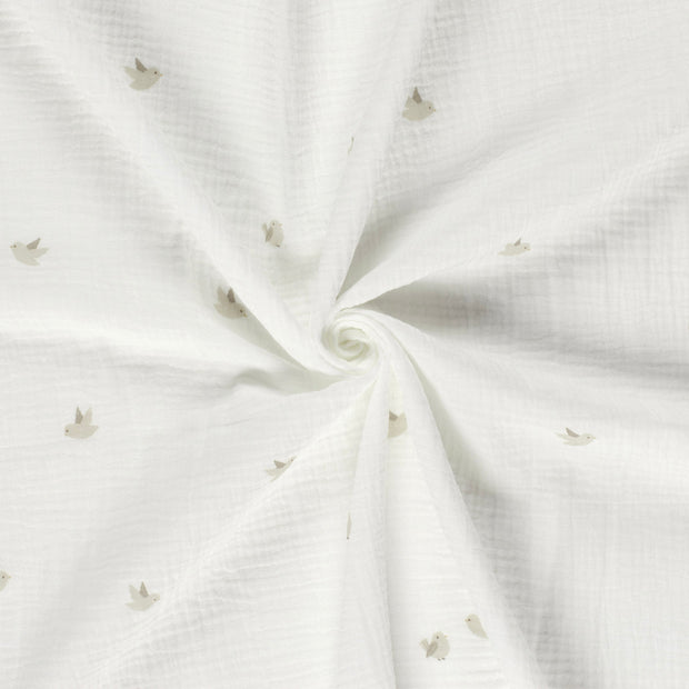 Double gaze tissu Blanc cassé imprimé 