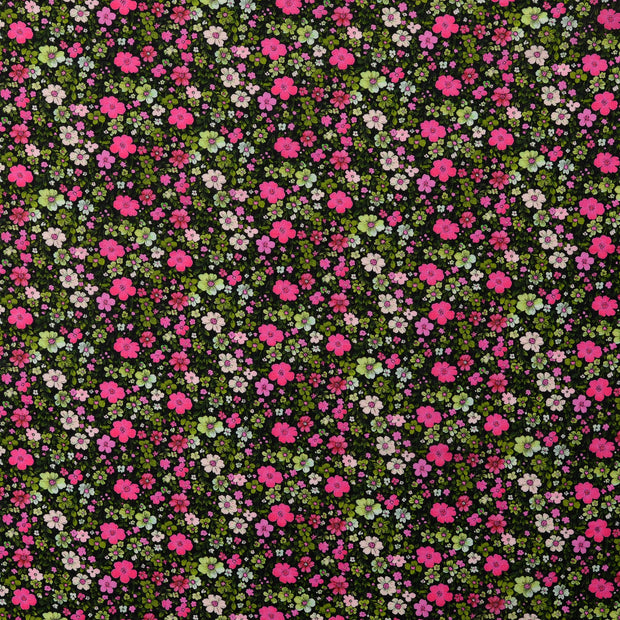 Voile tissu fleurs multicolore