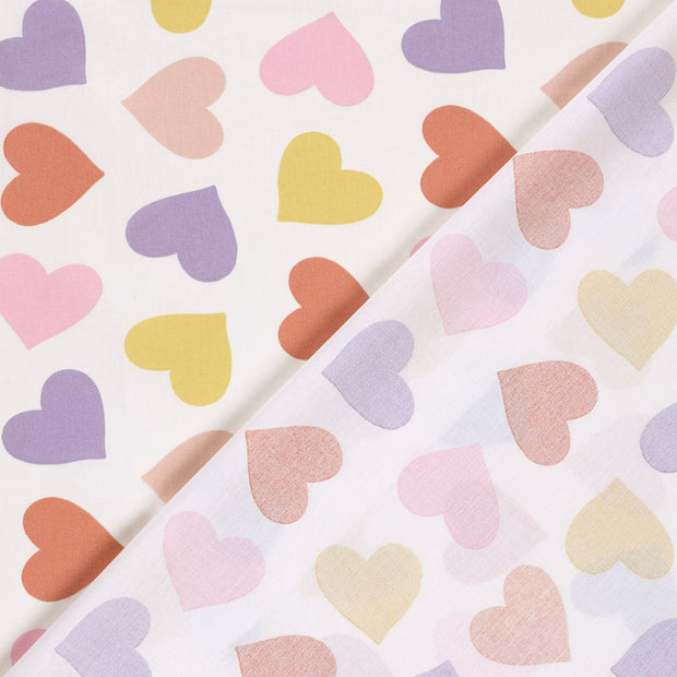 Cotton Poplin fabric Hearts printed 