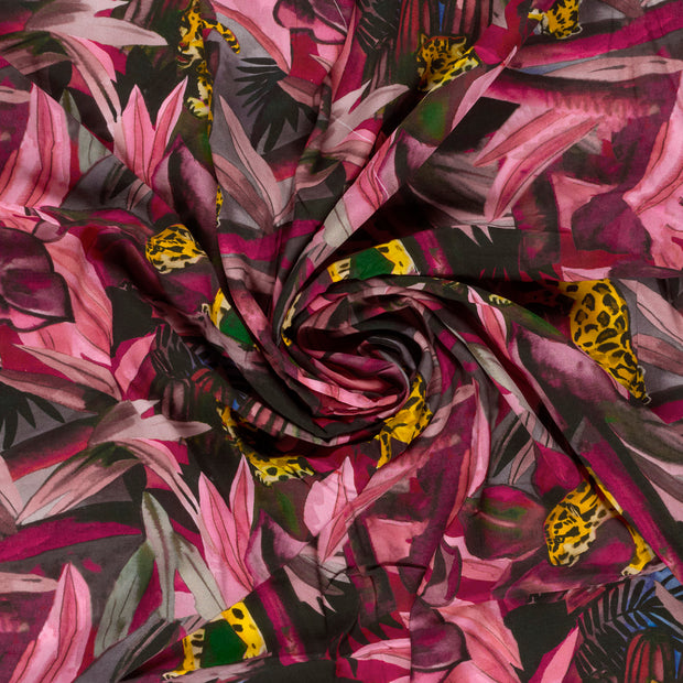 Viscose Poplin fabric Fuchsia printed 