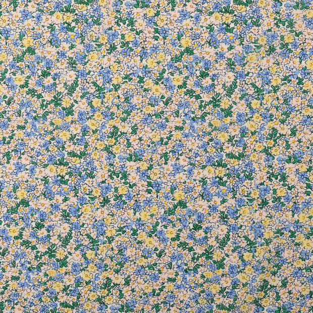 Voile tissu fleurs Bleu clair