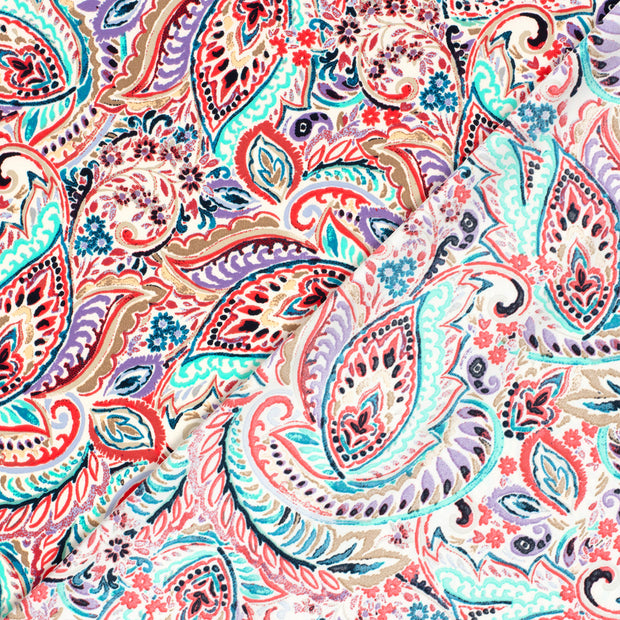 Twill Stretch fabric Paisley printed 