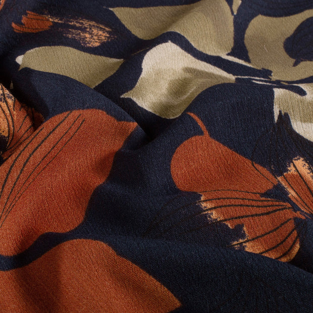 Borken Crepe fabric Abstract Navy