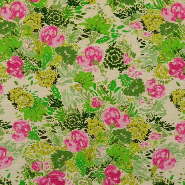 CV Leinen fabrik Blumen grün