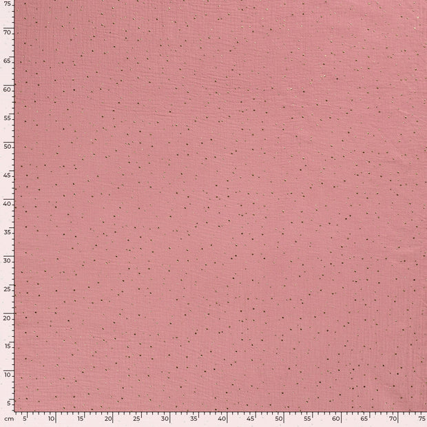 Double gaze tissu pois Rose clair