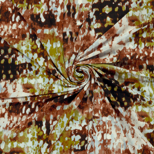 Viscose Vortex Jersey tissu Marron imprimé 