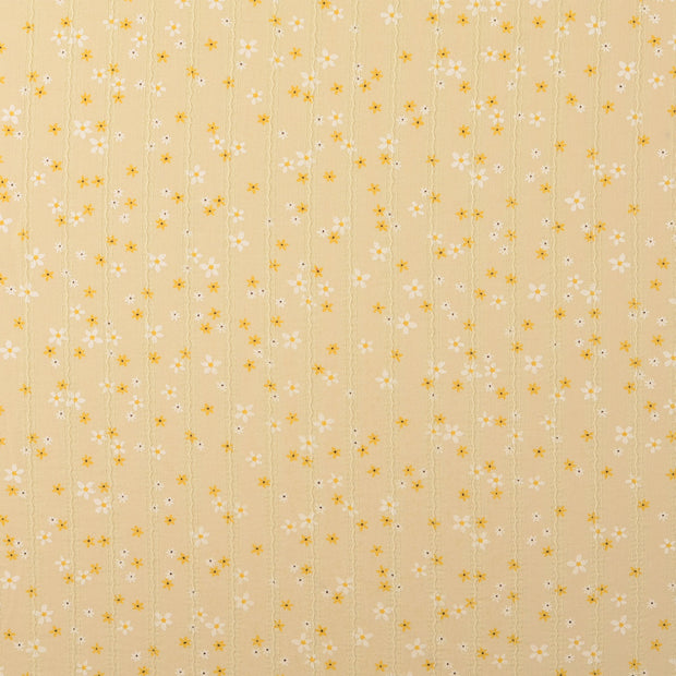 Voile tissu fleurs Jaune