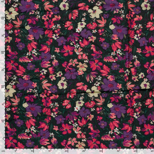 Viscose Nylon Ottoman fabrik Blumen Fuchsia
