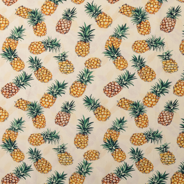 Cotton Poplin fabric Pineapple Off White