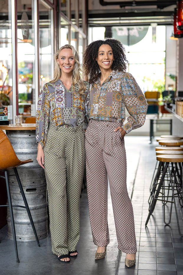 Viscose Satin fabrik Abstrakt Khaki-Grün