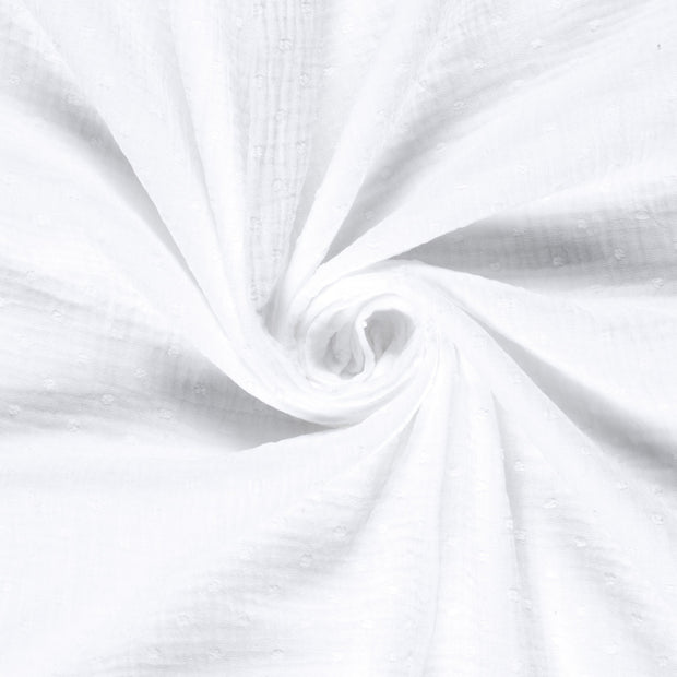 Double gaze tissu pois Blanc