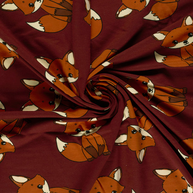 French Terry fabric Red brushed and digital printed 