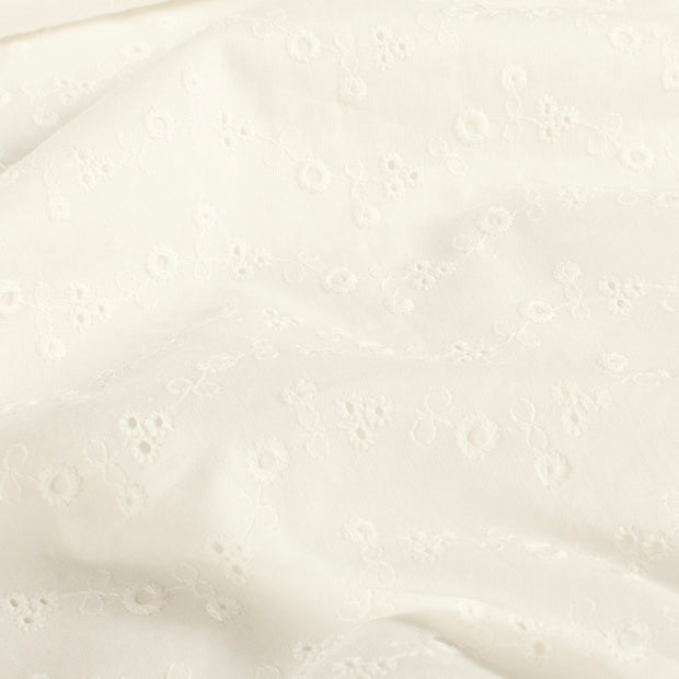 Cotton Poplin fabric Flowers Off White