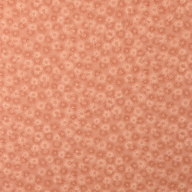 Popeline de Coton tissu fleurs Vieux rose