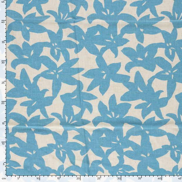  tissu fleurs Bleu Ciel