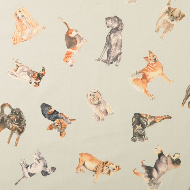 Cretonne fabric Dogs Grey