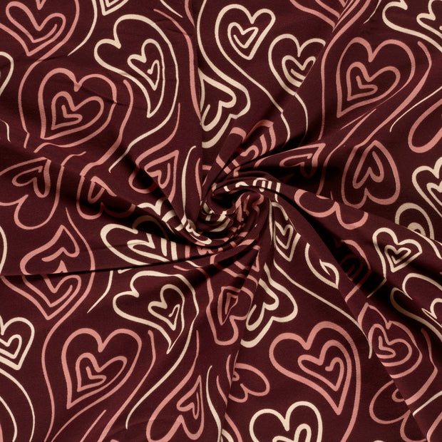 French Terry fabric Red brushed and digital printed 