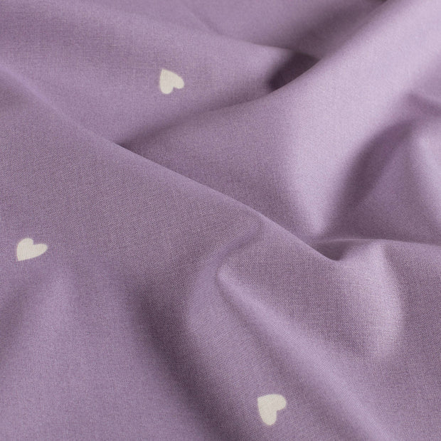 Cotton Poplin fabric Hearts Lila
