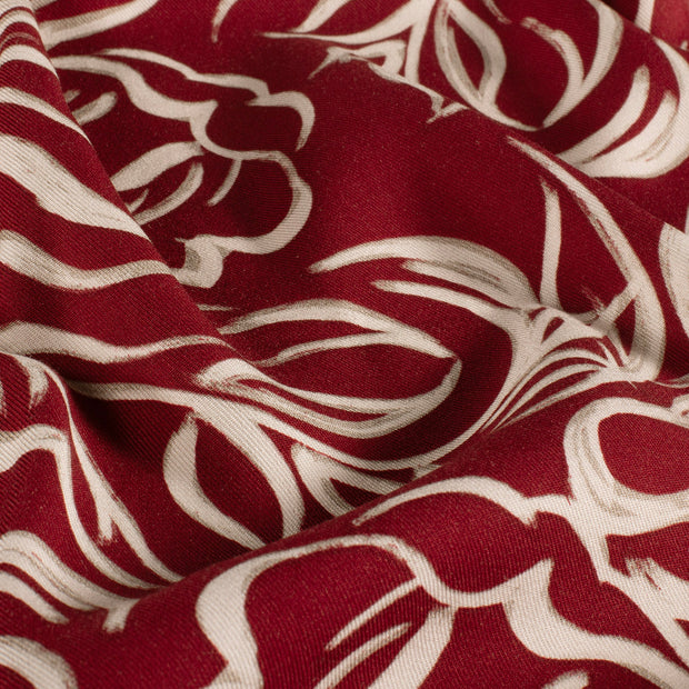 Sergé de Viscose tissu Abstrait Bordeaux