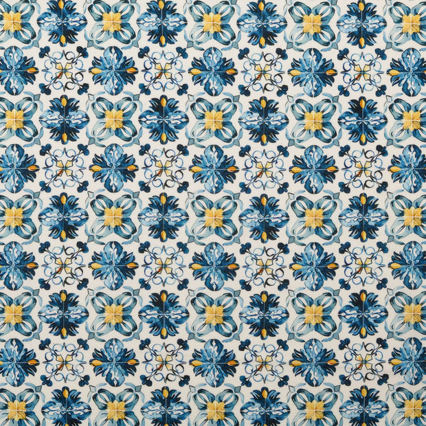 cretonne fabric Flowers Baby Blue