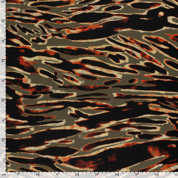 Viscose Satin fabric Abstract Taupe Grey