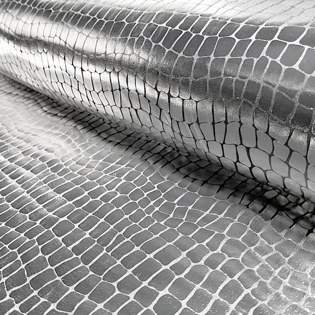 Lamé fabric Crocodiles Silver