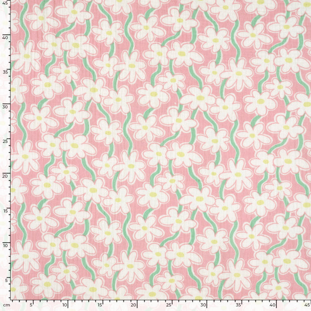 Muslin fabric Flowers Light Pink