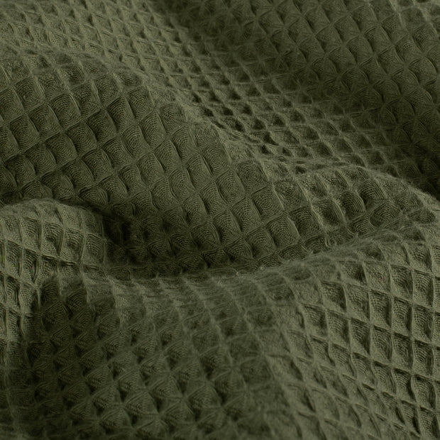 Waffelpiqué fabrik Uni Khaki-Grün