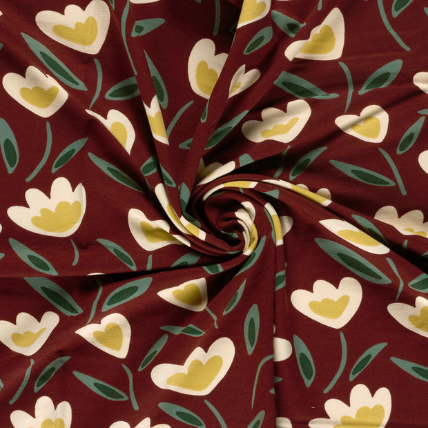 French Terry fabric Dark Red digital printed 